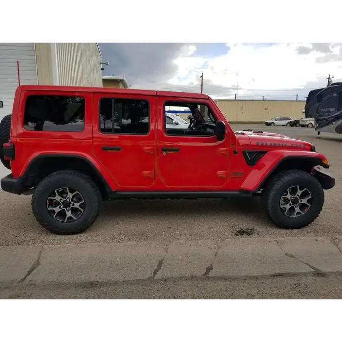 Red Jeep Wrangler JL with Oracle Sidetrack LED System and black wheels