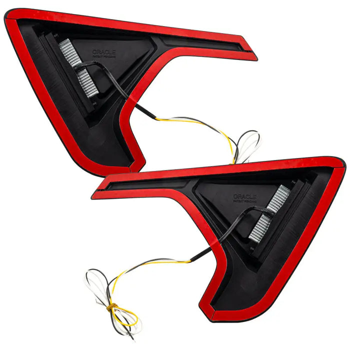 Red side mirrors for BMW E-Class shown in Oracle Sidetrack LED System for Jeep Wrangler JL/ Gladiator JT.