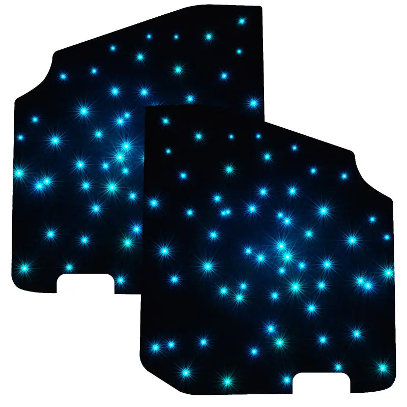 Glow car mats on Oracle StarLINER fiber optic hardtop for Wrangler JL/Gladiator JT