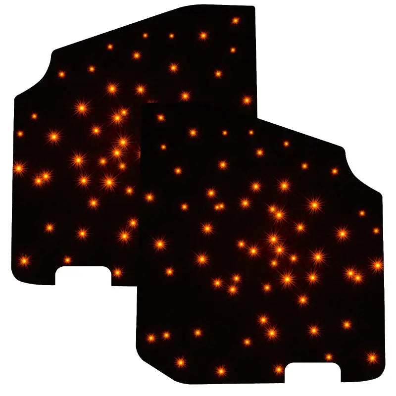 2 piece set of car floor mats with orange stars
