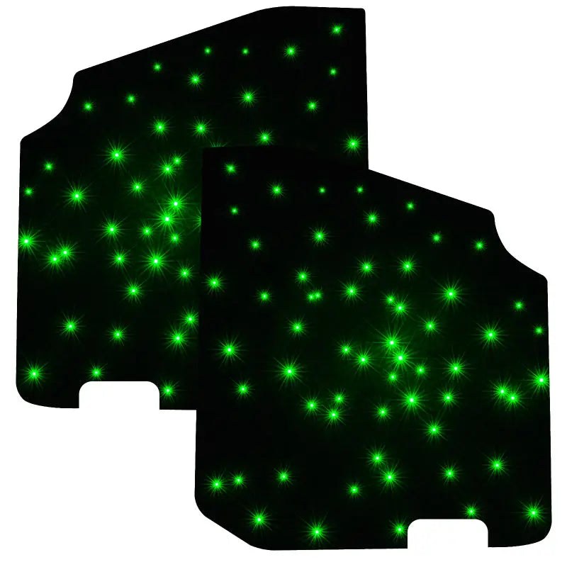 Glow car mats in Oracle StarLINER fiber optic headliner for Wrangler JL/Gladiator JT - ColorSHIFT.