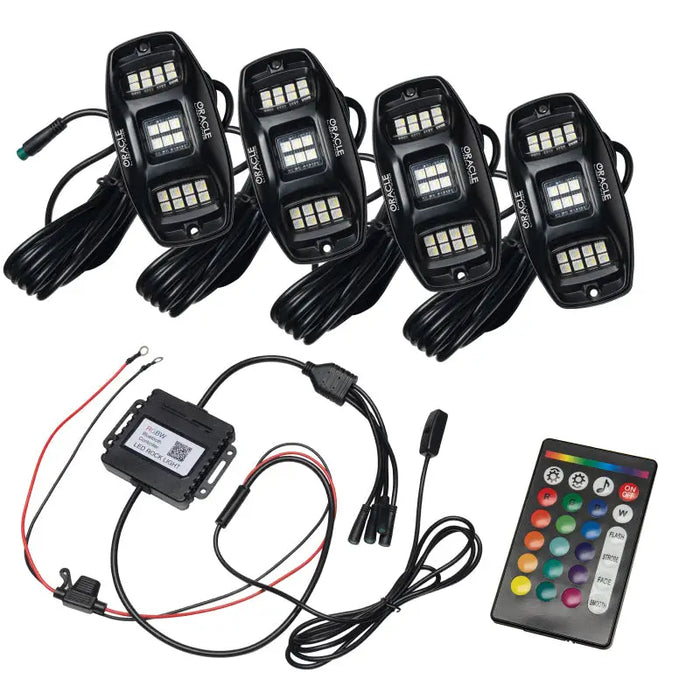 Oracle Underbody RGB+W Wheel Well Rock Light Kit - 4 PCS - ColorSHIFT remote controls.