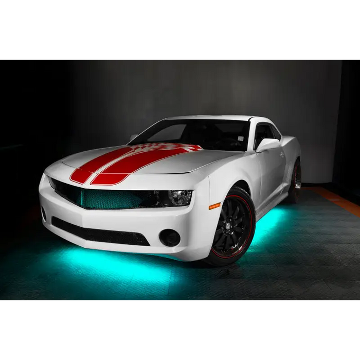 Dynamic ColorSHIFT LED Underbody Kit for Car Lights - White Car with Red Stripes - Oracle Universal