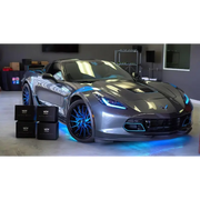 Silver Corvette with blue dynamic colorshift car lights