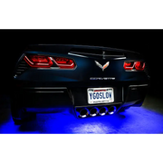 Dynamic ColorSHIFT car lights on black Corvette rear - Oracle Universal LED Underbody Kit