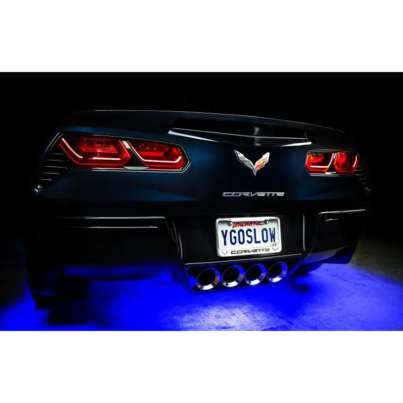 Dynamic ColorSHIFT car lights on black Corvette rear - Oracle Universal LED Underbody Kit