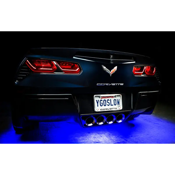 Dynamic ColorSHIFT car lights on black Corvette rear - Oracle Universal LED Underbody Kit