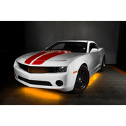 White car with red stripes, Oracle Universal LED Underbody Kit - ColorSHIFT for car lights.