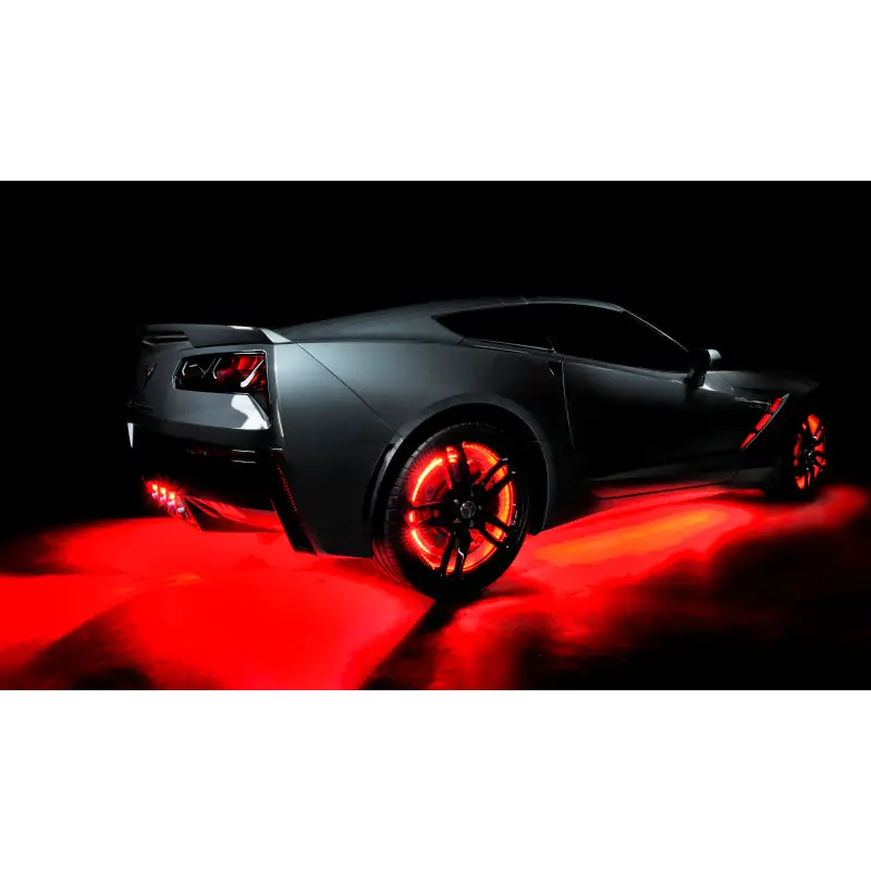 Black car with ColorSHIFT LED underbody kit - car lights, Oracle Universal.