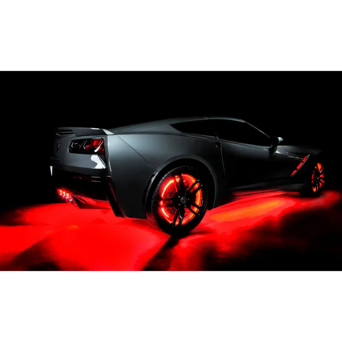 Black car with ColorSHIFT LED underbody kit - car lights, Oracle Universal.