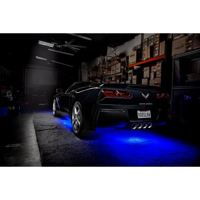 Oracle Universal LED Underbody Kit - ColorSHIFT on Jeep Wrangler with blue lights at night