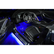Interior of car with blue lights from Oracle ColorSHIFT LED Underbody Kit