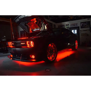Red LED underbody lights on a Ford Bronco
