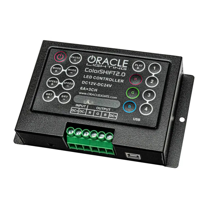 Small black Oracle V2.0 LED controller with green button