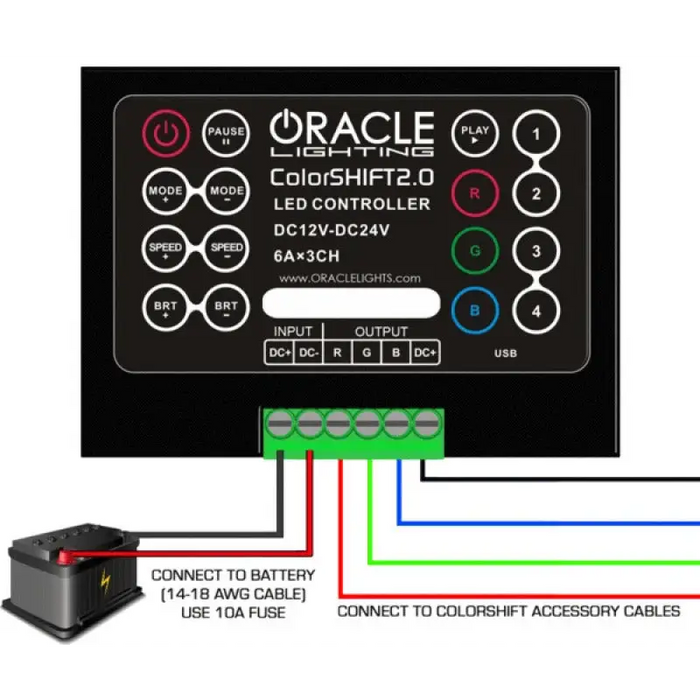 Oracle V2.0 LED Controller wiring diagram for car radio in Jeep Wrangler