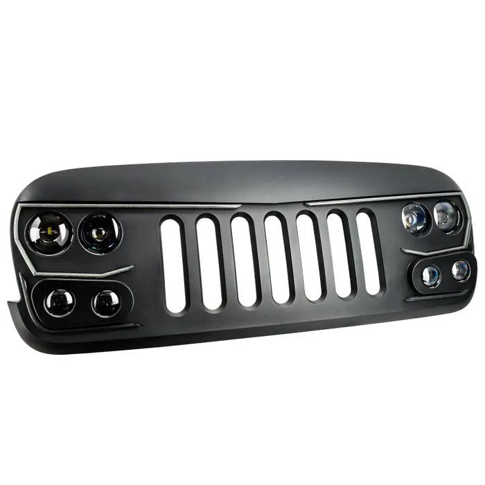 Black Jeep Wrangler JK Vector Series Grill with LED Lights