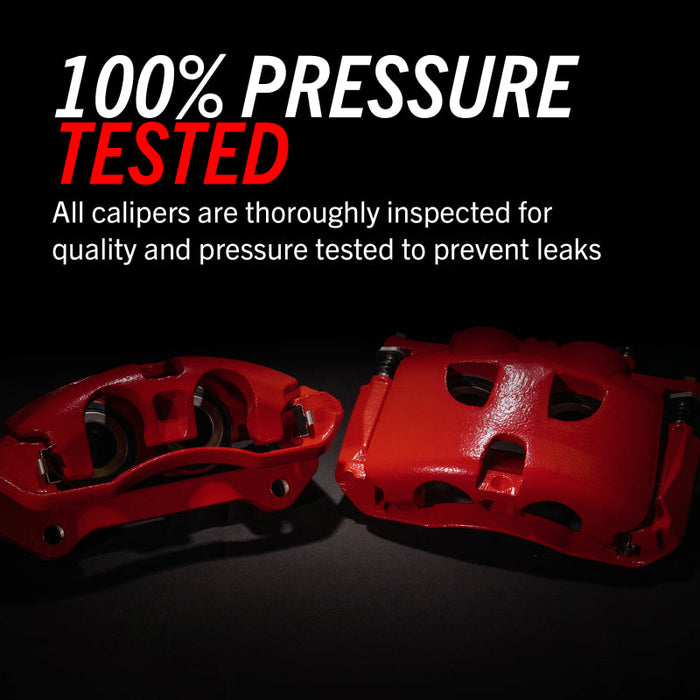 Power stop red brake pads with 10% pressure displayed on product