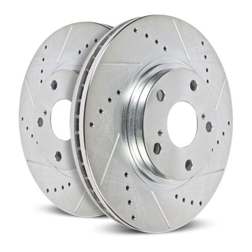 Power stop ford f-350 super duty rear right evolution drilled & slotted rotor with ceramic brake pads for ford mustang