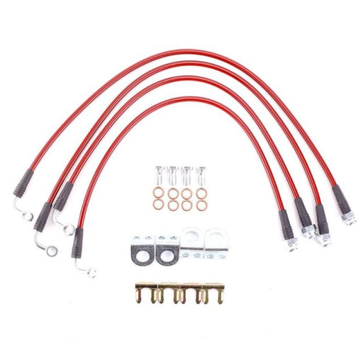 Power stop red and white ss braided brake line kits for jeep wrangler