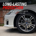 White car with long lasting protection on power stop slotted rotors