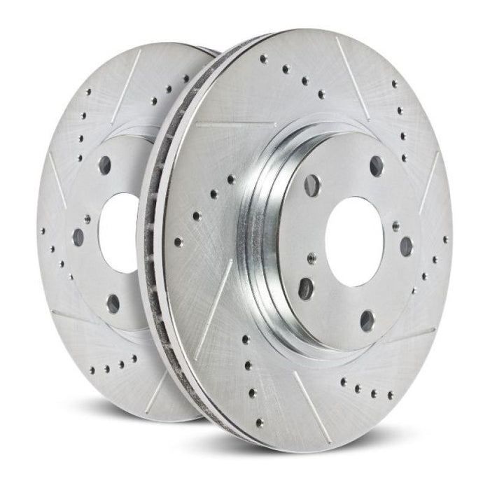 Power stop left evolution drilled rotor & ceramic brake pads for dodge charger