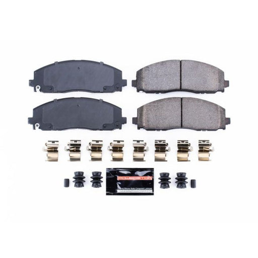 Front z23 evolution sport brake pads for porsche - power stop 17-19 chrysler pacifica with hardware