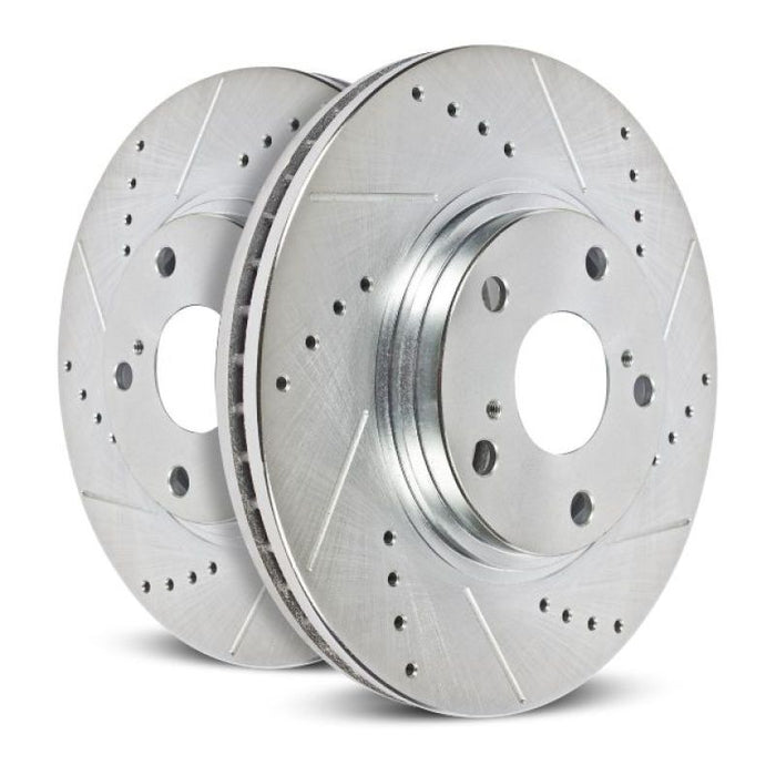 Power stop rear drilled & slotted rotors with ceramic brake pads for ford mustang