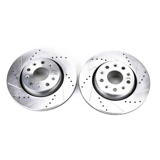 Power stop z36 truck & tow brake kit featuring a pair of brake discs on white background