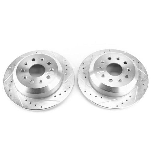 Power stop 2018 jeep wrangler rear evolution drilled & slotted rotors - pair for porsche gt4