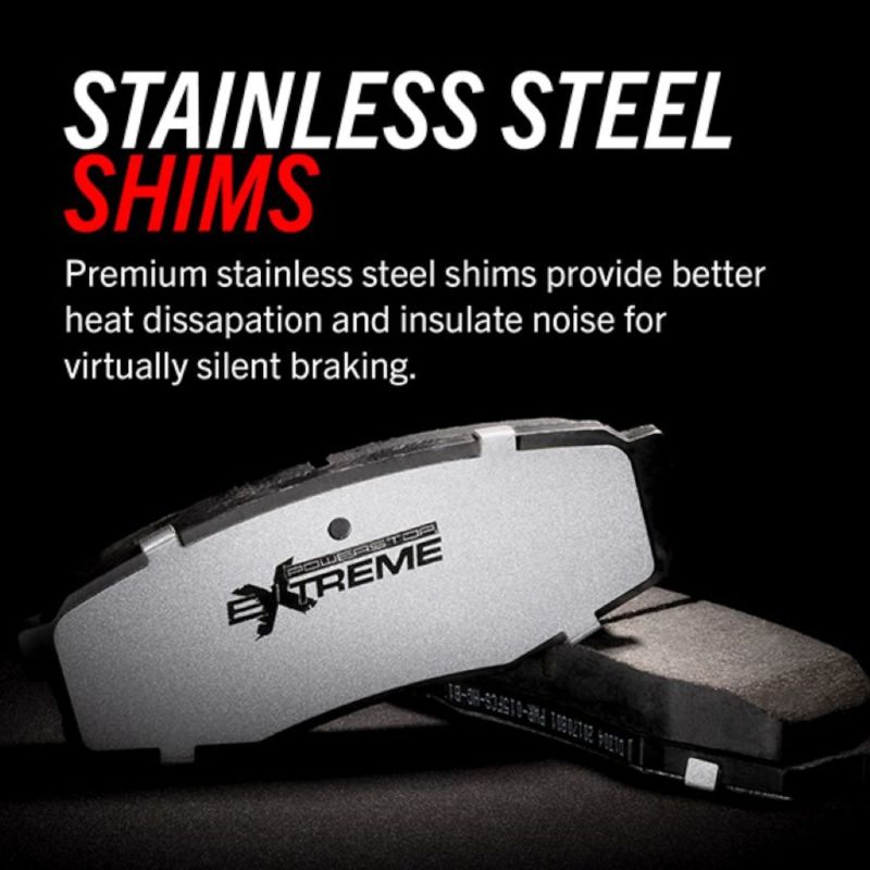Power stop z36 truck & tow brake pads with hardware showcasing stainless shine on brake pad