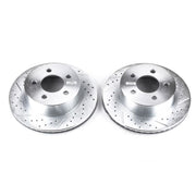 Power stop front slotted rotors pair for jeep cherokee - white background