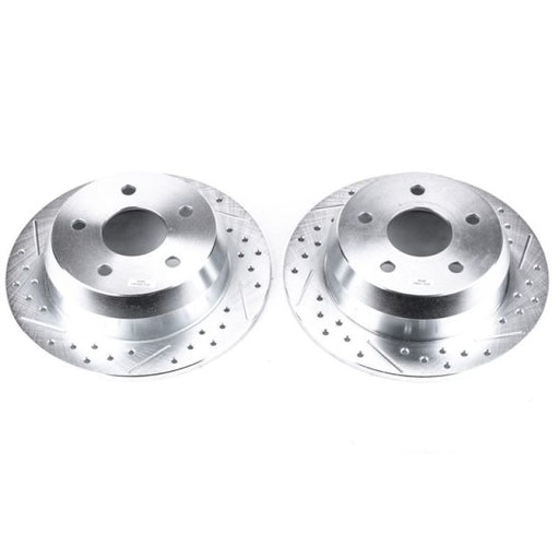 Power stop slotted rotors pair for jeep wrangler - rear evolution brakes