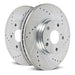 Power stop jeep wrangler bbk front drilled & slotted rotor - pair brake discs on white background