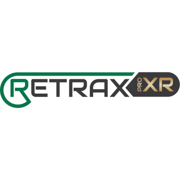 Logo for RetraxPRO XR displayed on Trax Rail system for 16-18 Tacoma Double Cab with cargo capacity slot accessories.