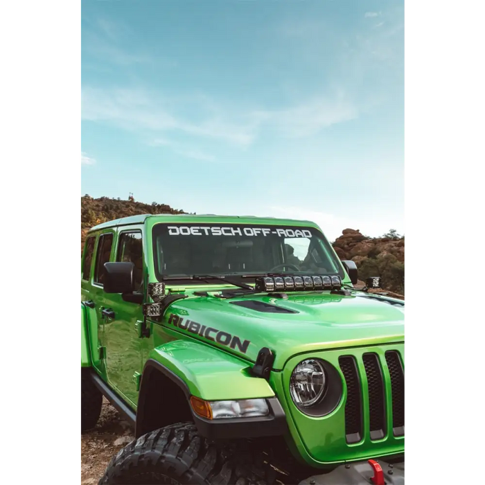 Green jeep jl with black decal - rigid industries hood mount kit - mounts 20in adapt series