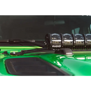 Green car with four lights on hood mount kit for jeep jl - rigid industries 2018.