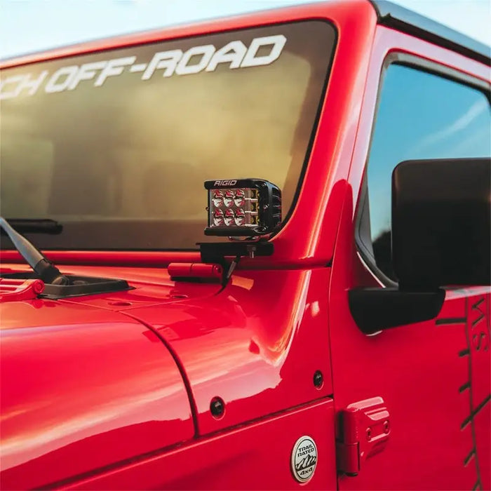 Red Jeep Wrangler A-Pillar Mount Kit - Rigid Industries 2018 Set - D / D-SS / SR-M / Ignite Series