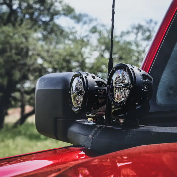 Rigid Industries A-Pillar Light Kit on Red Truck