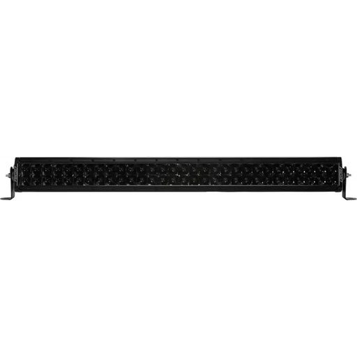 Rigid Industries 30in E Series Spot - Midnight Edition LED light bar with midnight optics on white and black backgrounds.