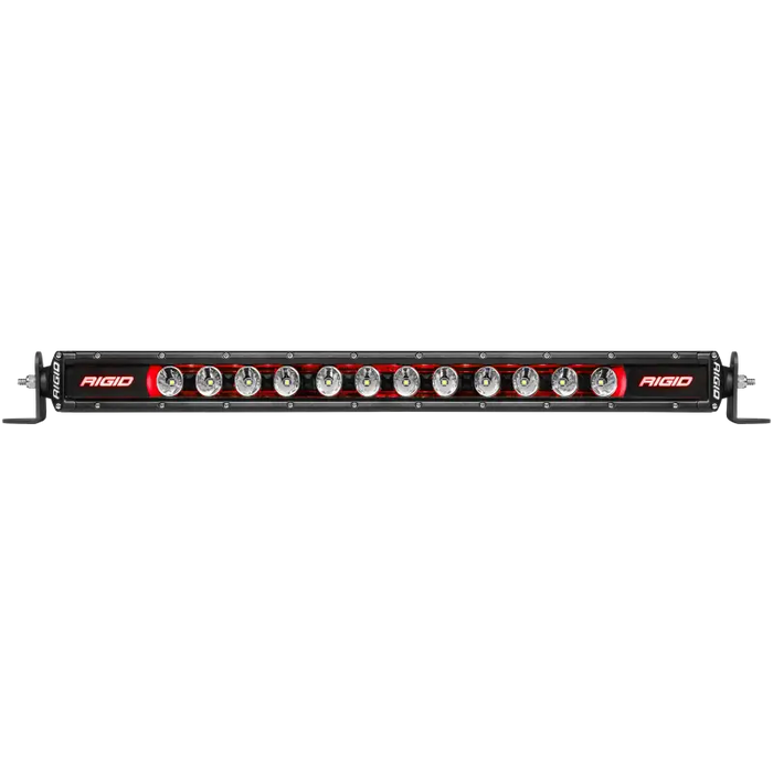 Rigid Industries 30in Radiance Plus SR-Series single row LED light bar with black, red and white lights.