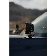 Rigid Industries 360-Series 4in Fog w/ Amber PRO Lens - White (Pair) - Car with Camera Attachment