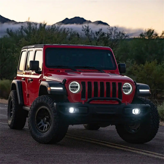 Rigid’s SAE Compliant 4in LED Fog Light on Red Jeep