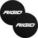 Pair of black and white Ford logo wheel center caps for Rigid Industries 360-Series 6in Light Covers.