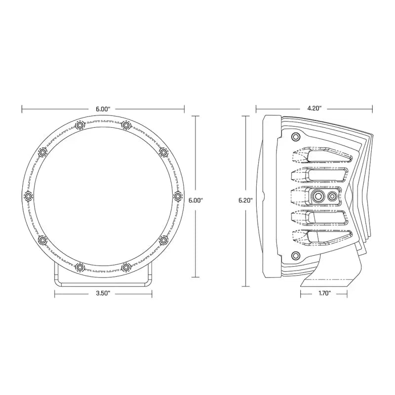 Rigid Industries 360-Series 6in SAE Fog w/ Amber PRO Lens chair illustration