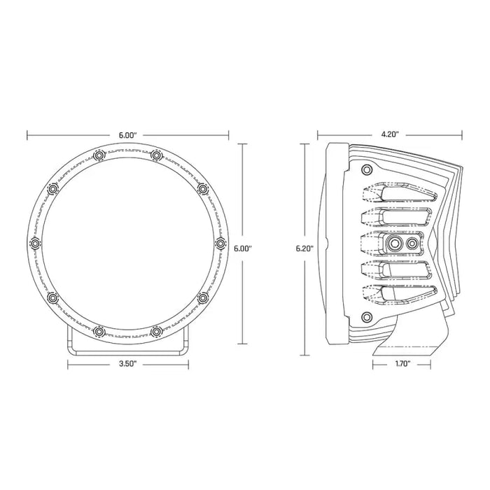 Rigid Industries 360-Series 6in SAE Fog w/ Amber PRO Lens chair illustration