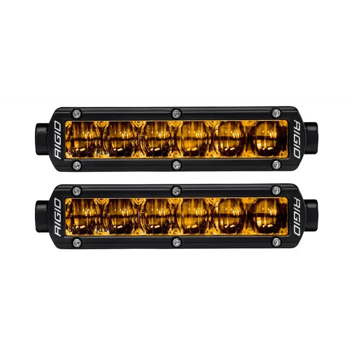 Rigid Industries 6in SR-Series Pro Dot / SAE Fog Lights in Selective Yellow, street legal LEDs for fog lighting.