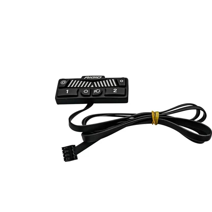 Rigid Industries Adapt Light Bar Dash Switch Panel Controller Kit with black and white car charger and yellow cord