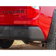 Red truck with black bumper shown in Rigid Industries D Series PRO Midnight Edition - Spot - Diffused - Pair.