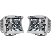 Pair of chrome LED lights for Jeep Wrangler - Rigid Industries D-SS Flood - White Housing