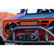 Close up of front bumper mount on a Rigid Industries E-Series 10in. Spot w/ Amber PRO Lens ATV